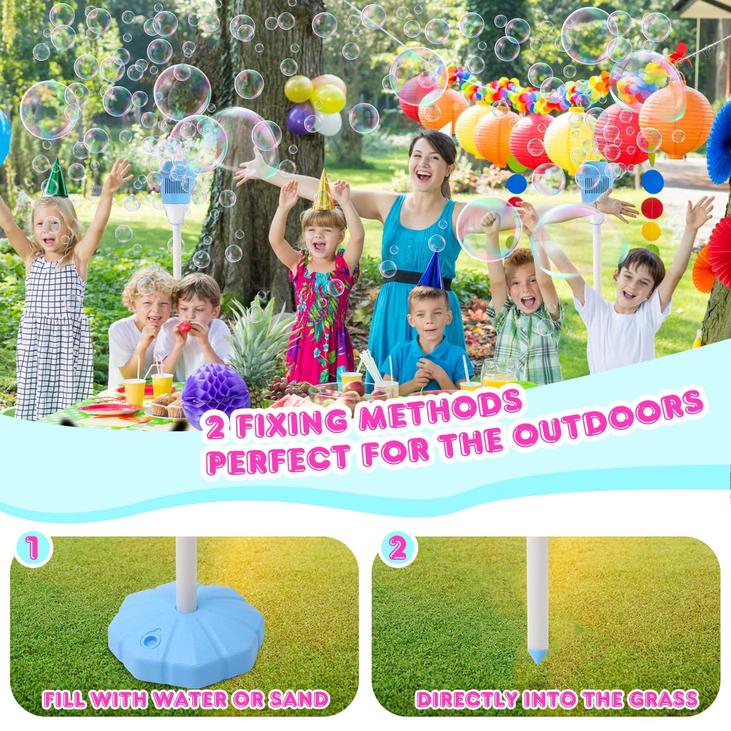 AIERSA Bubble Stand Machine,Height 47 Inches Stand Up Automatic Bubble Machine for Kids,Outdoor Tall Bubble Maker with Lights,Rechargeable Standing Bubble Machine for Parties 1 Pack Lamp