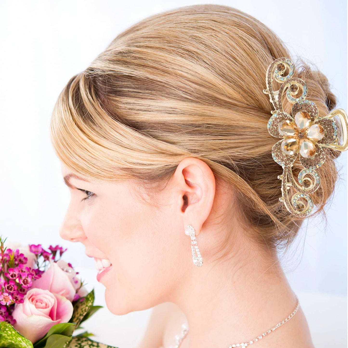 Vintage Rhinestone Hair Claw Clips - Alloy Fancy Hair Accessory with Pins and Large Jaw Clips