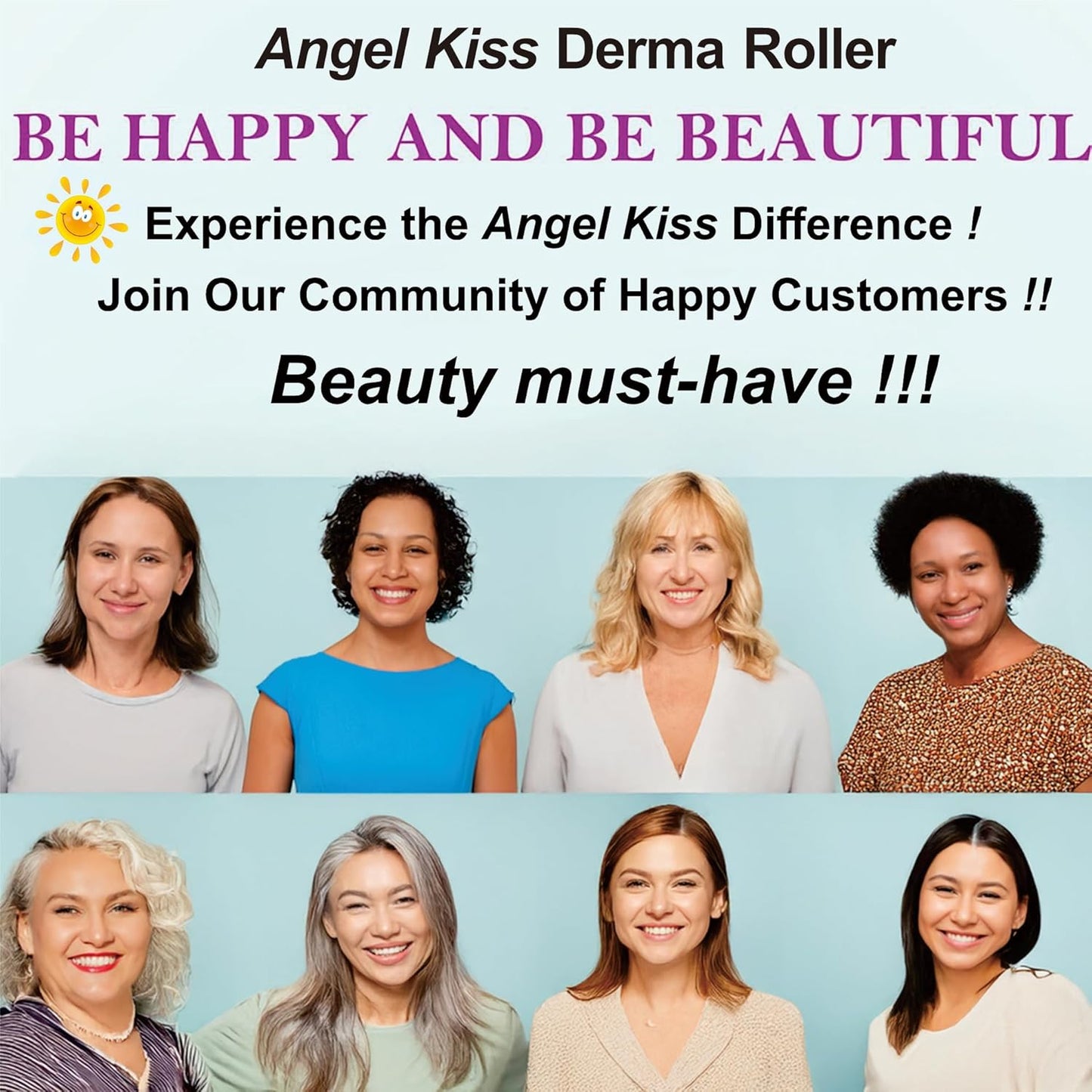 Angel Kiss Derma Roller | 192 Microneedling Needles - 0.3mm Stainless Steel & Titanium Combo with Storage Case