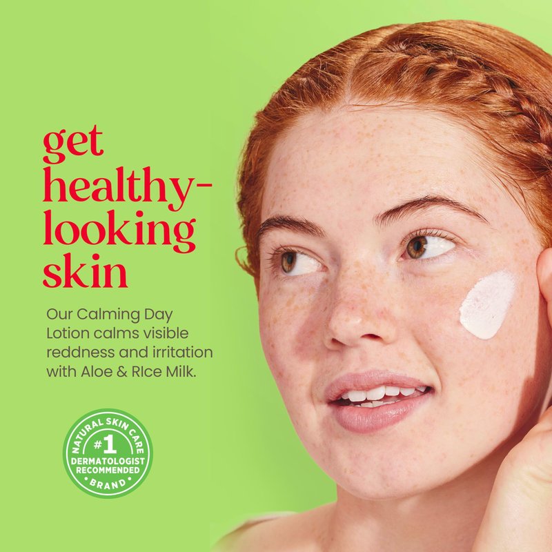 Burt's Bees SPF 30 Calming Day Face Lotion With Aloe and Rice Milk for Sensitive Skin, Sunscreen Face Lotion Soothes Redness and Irritation, 99.4 Percent Natural Origin Skin Care, 1.8 oz. Tube