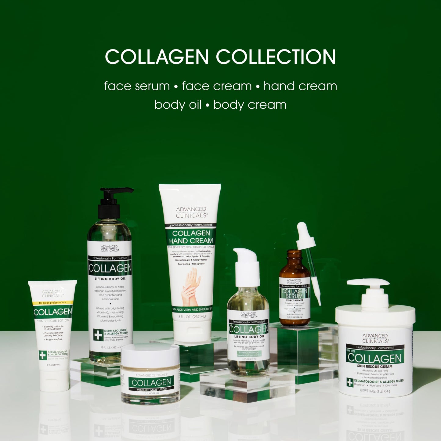 Advanced Clinicals Collagen Serum For Face | Visible Anti Aging Collagen Peptide Serum + Hyaluronic Acid Moisturizer Improves Look Of Wrinkles, Dry Skin, & Fine Lines, No added Fragrance, 2-Pack