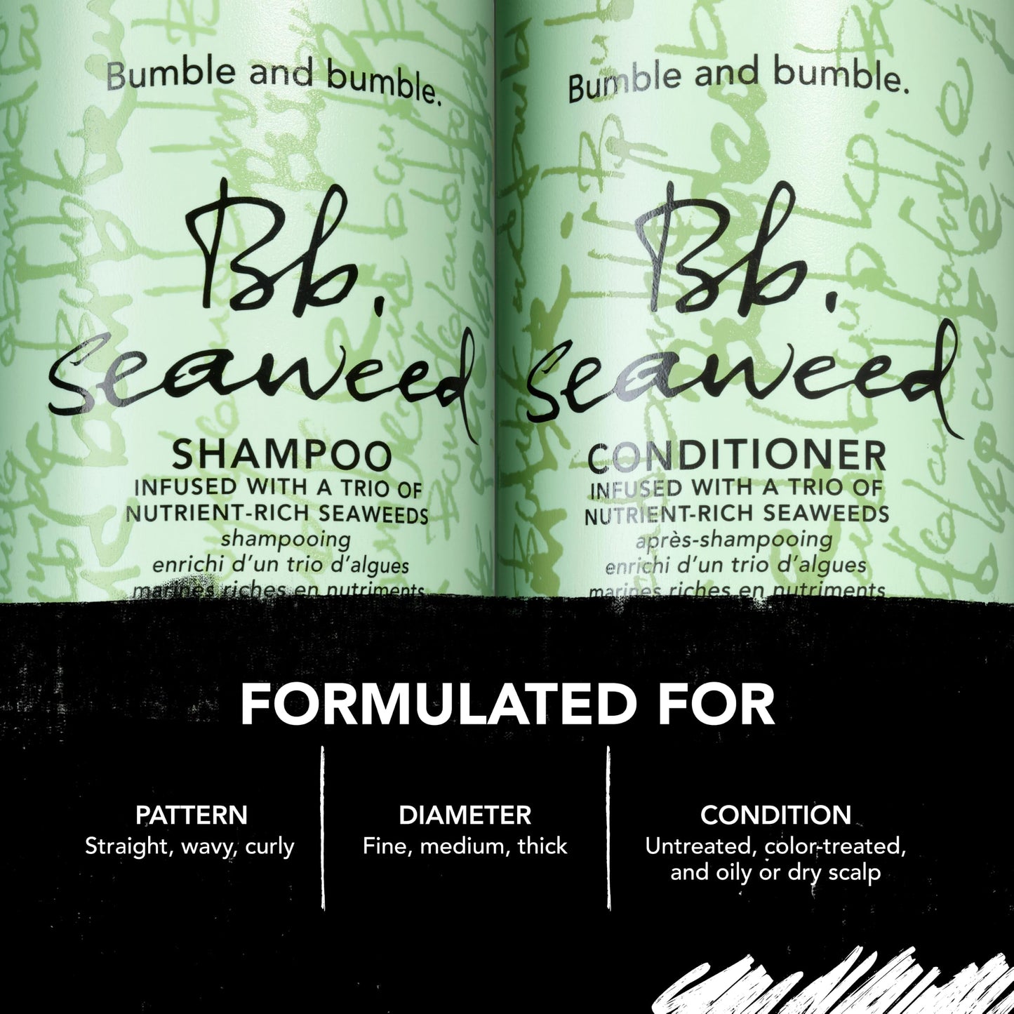 Bumble and bumble. Seaweed Hydrating Shampoo | Gently Cleanses Without Stripping |Improves Scalp Hydration| Sulfate-Free Cleanser | For Fine to Medium Curly Wavy Straight Hair, 8.5 Fl Oz
