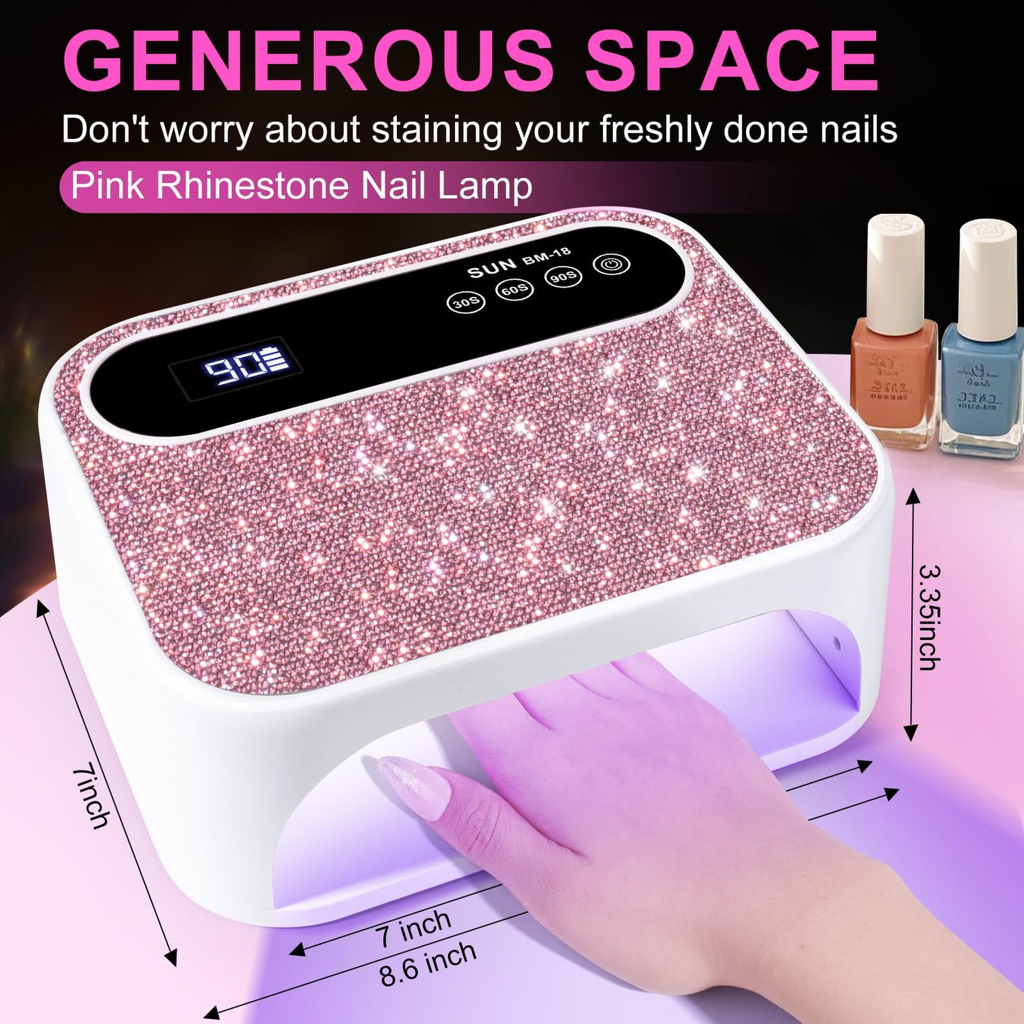 ANYINS Led Nail Lamp, 126W Gel Nail Light Rechargeable Professional Lamp 42 Durable UV LED Beads Automatic Sensor Fast & Even Curing All Gel Polish Manicure at Home and in Salons(Pink Diamond)