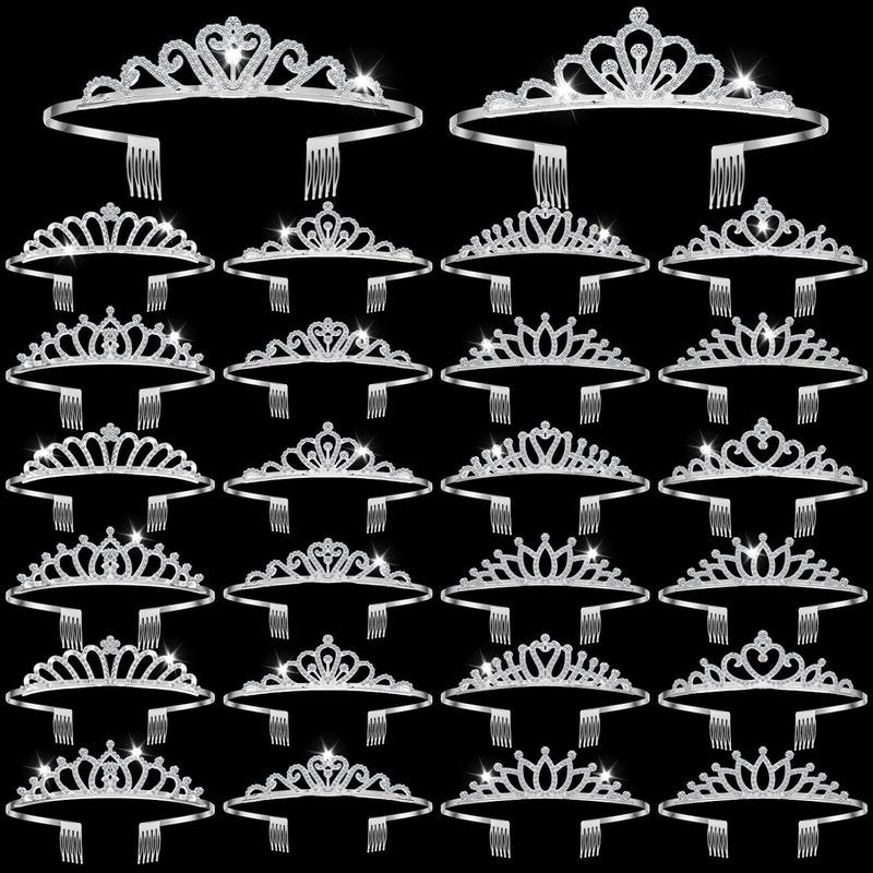 Crystal Tiara Crowns - 24 Pcs Rhinestone Headbands for Women | Perfect for Pageants, Weddings, Birthdays & Parties