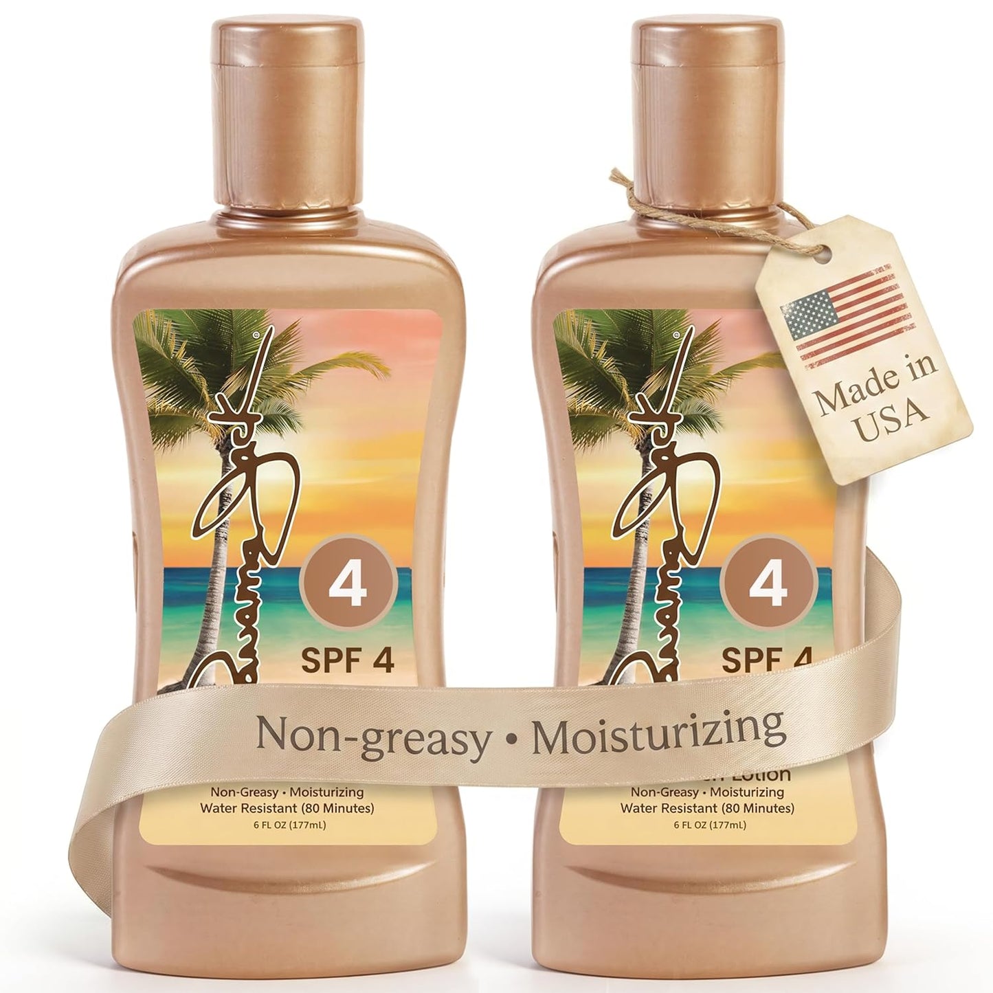 Panama Jack Sunscreen Tanning Lotion - SPF 4, Antioxidant Moisturizing Formula | 6 FL OZ (Pack of 2)