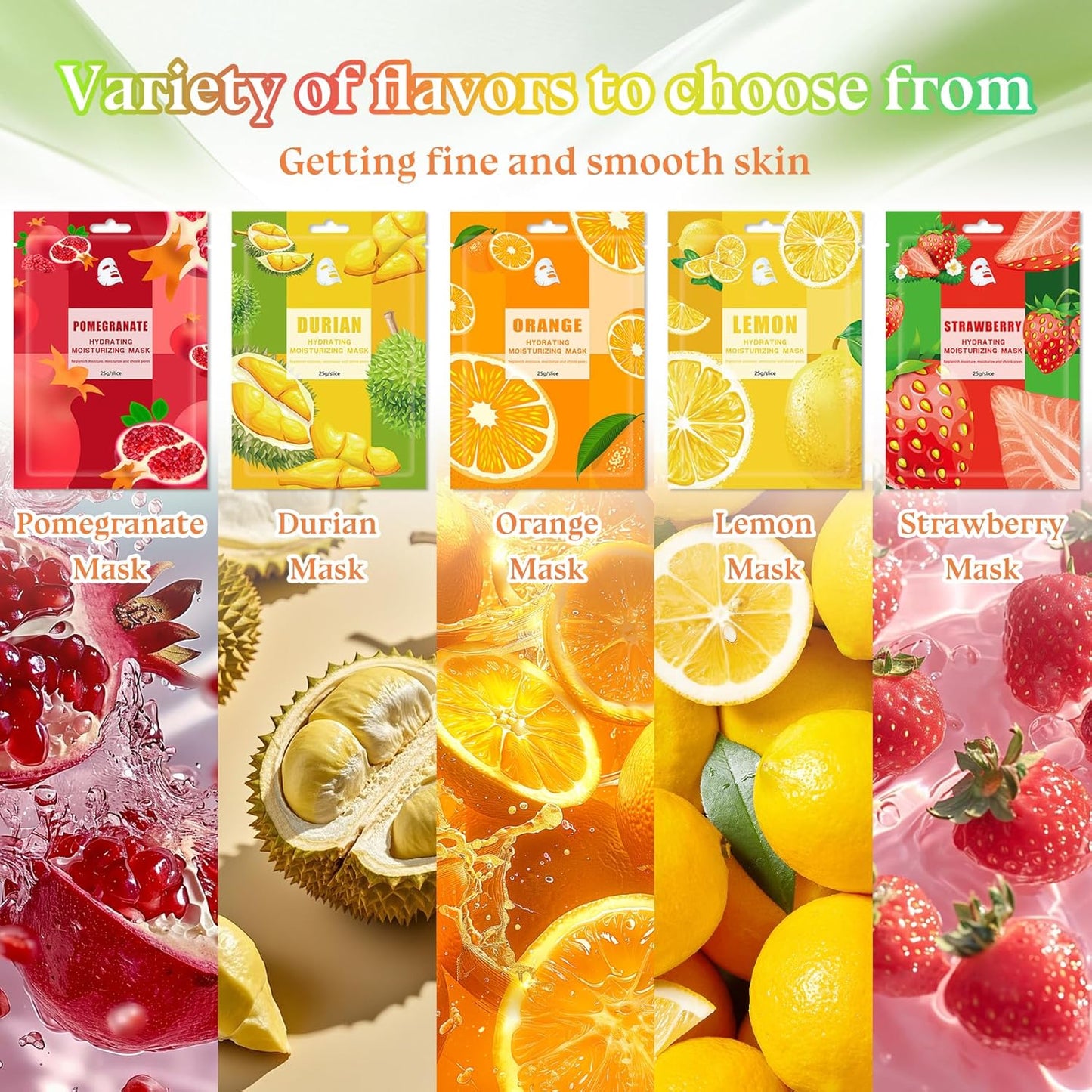 Hydrating Face Masks - 10PCS Moisturizing Fruit Sheet Masks for All Skin Types | Lightweight & Non-Greasy