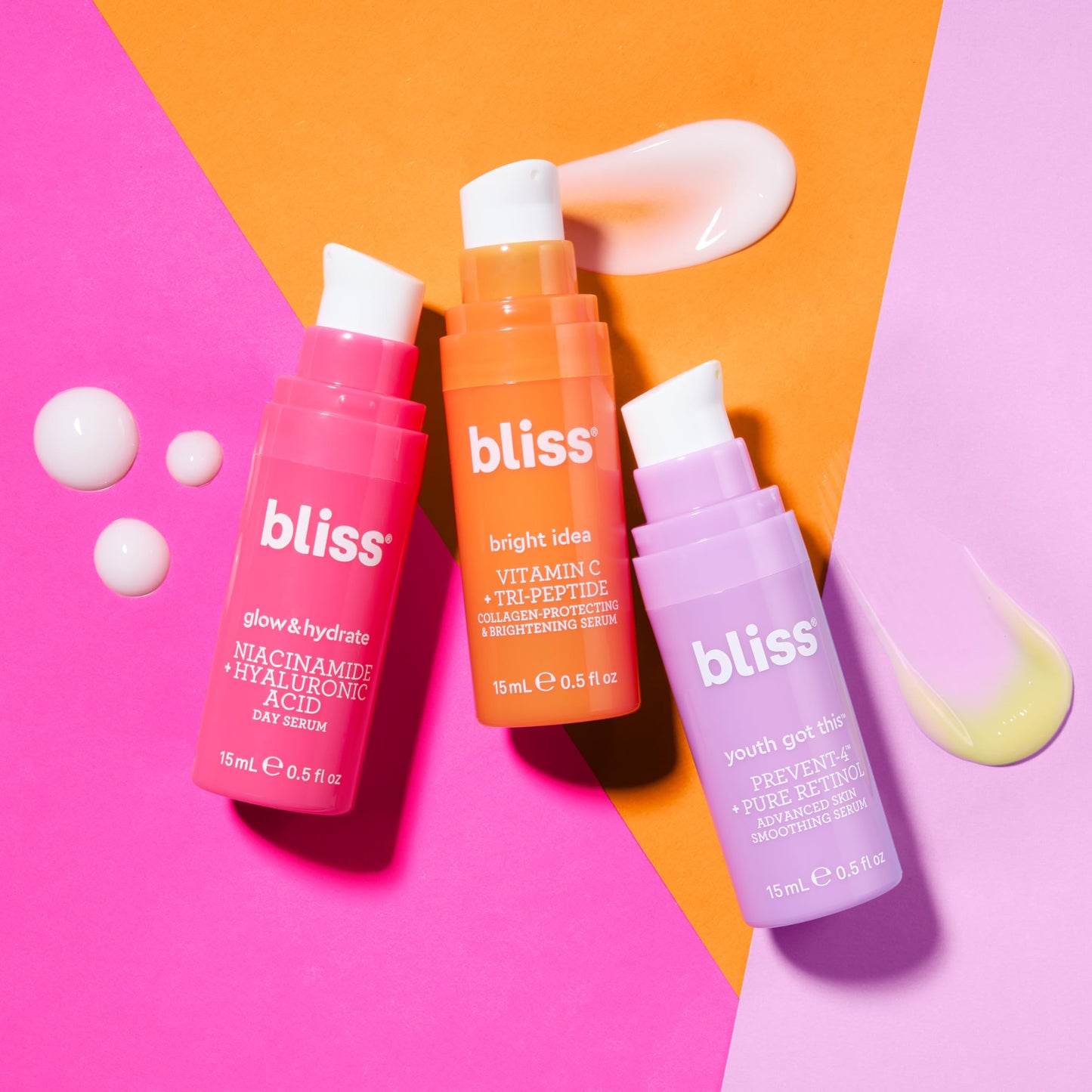 Bliss Skincare Mini Serum Set – Vitamin C, Retinol & Hyaluronic Acid Face Serums – Brightening, Anti-Aging & Hydrating Kit – Travel Size Gift Set (3 Pack)