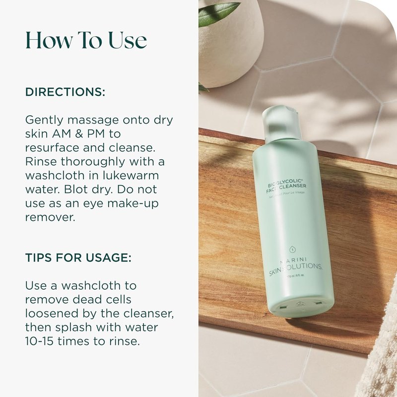 Bioglycolic Face Cleanser - Gentle Resurfacing Facial Wash with Glycolic Acid - Non Foaming, Cruelty Free | 6 Fl Oz