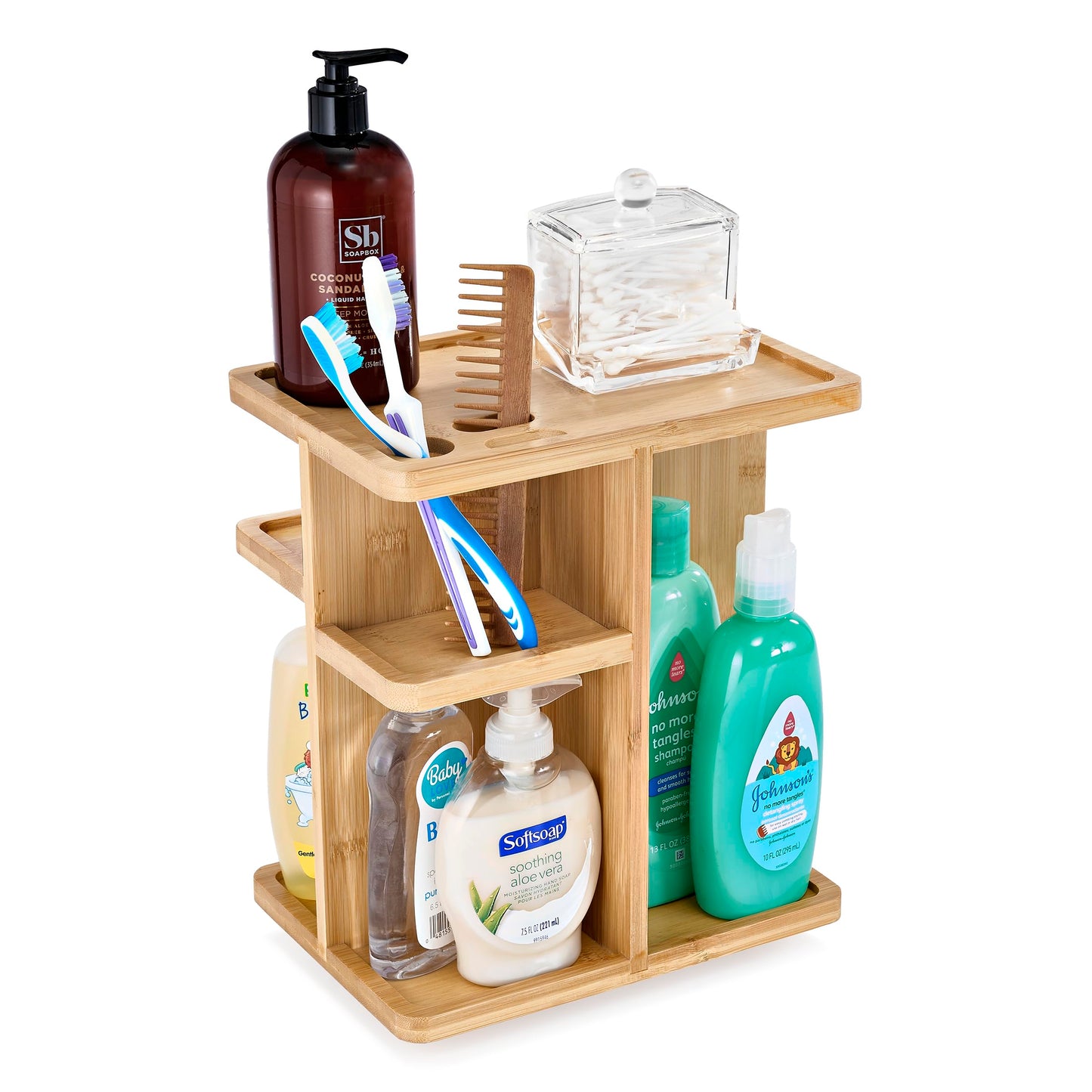 Sorbus 360° Makeup Organizer - Bamboo Wood Make Up Storage Carousel for Cosmetics, Skin Care Rotating Makeup Organizer for Vanity, Bathroom Storage