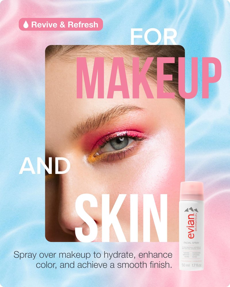 Evian Facial Spray 1.7 oz Travel Trio - Hydrating Mineral Water Mist for Face & Skin - Refreshes Makeup and Tones - TSA-Approved Mini Facial Spray to Hydrate and Refresh Skin Anywhere
