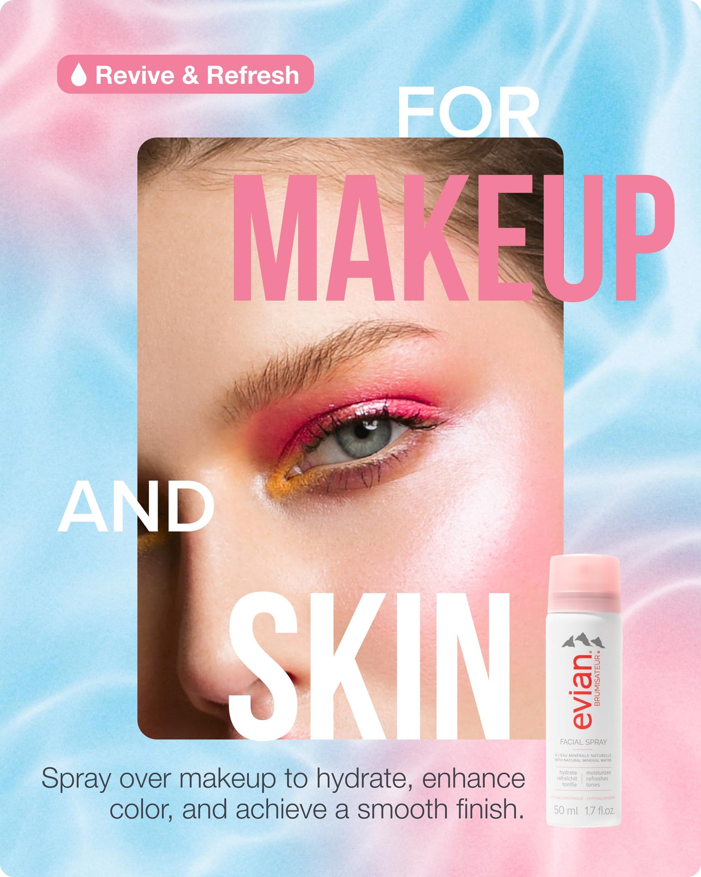 Evian Facial Spray 1.7 oz Travel Trio - Hydrating Mineral Water Mist for Face & Skin - Refreshes Makeup and Tones - TSA-Approved Mini Facial Spray to Hydrate and Refresh Skin Anywhere