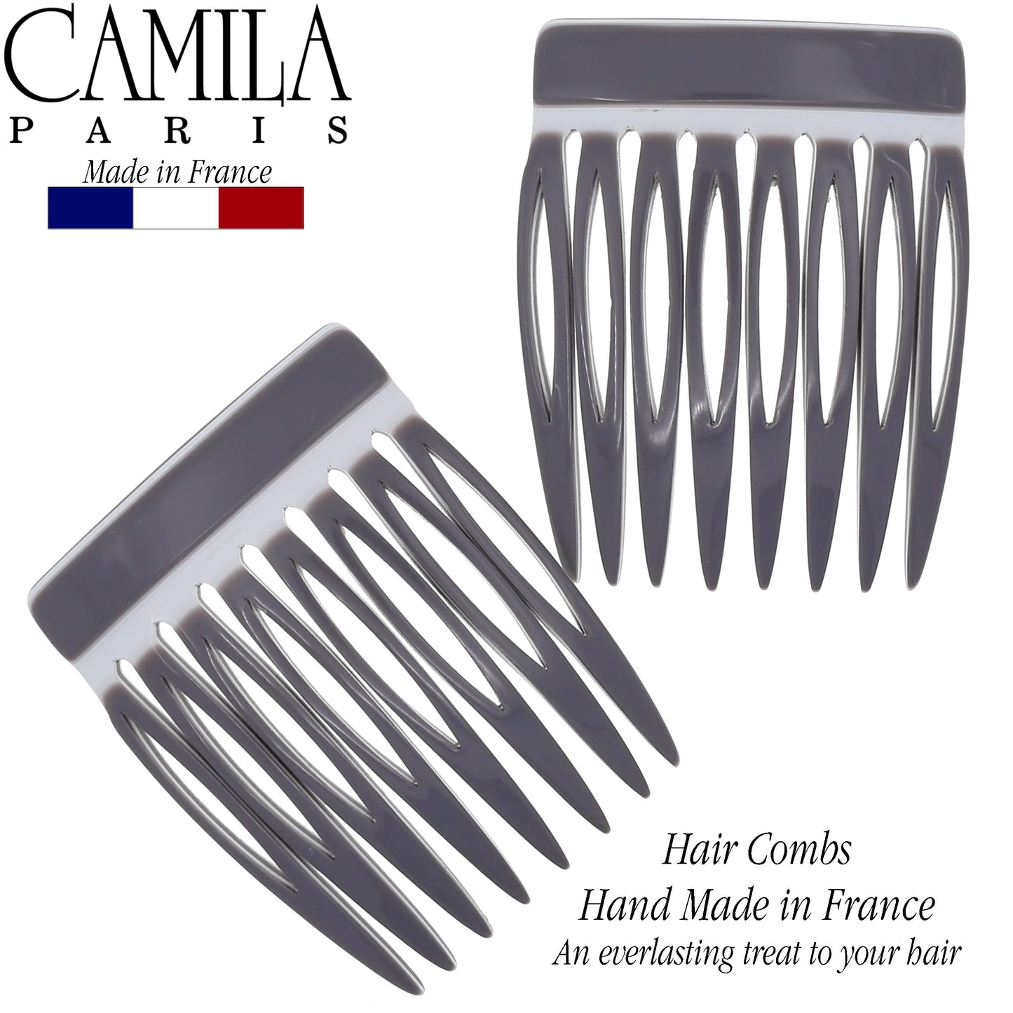 Camila Paris Onyx and Pearl French Hair Side Comb 4 Piece Handmade Small, French Twist Decorative Hair Combs, Strong Hold Hair Comb Clips for Women, Styling Girls Hair Accessories, Made in France