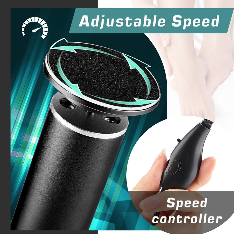 Electric Foot Callus Remover, Electric Foot File - Callus Remover for Feet, Feet Sander with 60 pcs Replacements Sanding Disc, Professional Pedicure Tool for Dead Skin, Black