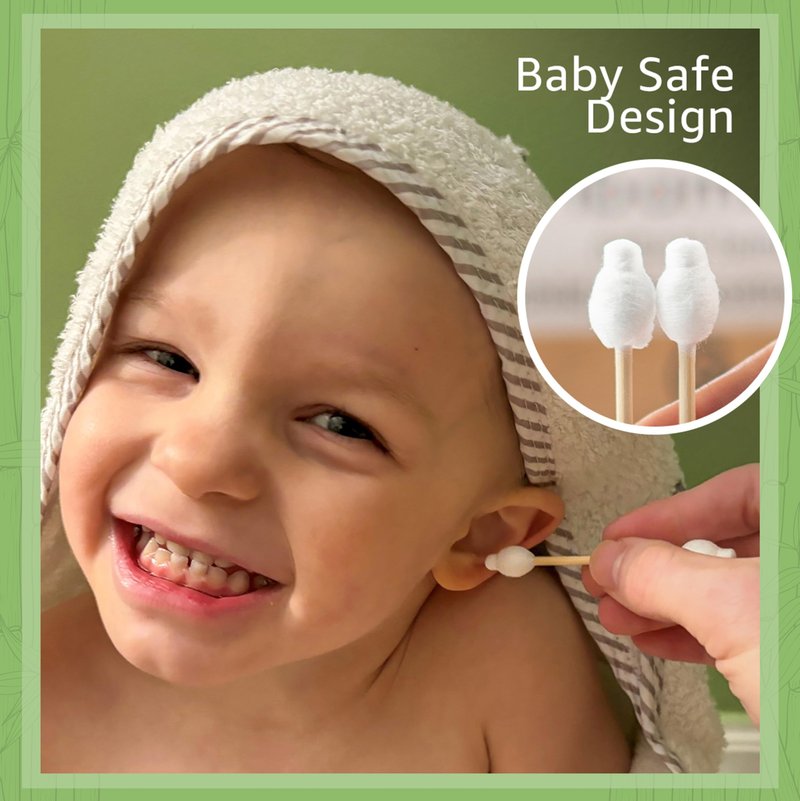 Jenvita 100% Bamboo Swabs for Ears (1000-Pack) - Safety Cotton Swabs for Baby & Personal Care | Safe, Organic Bamboo Baby Ear Cleaner | FSC Certified & Hypoallergenic, Made for All Ages & Pets