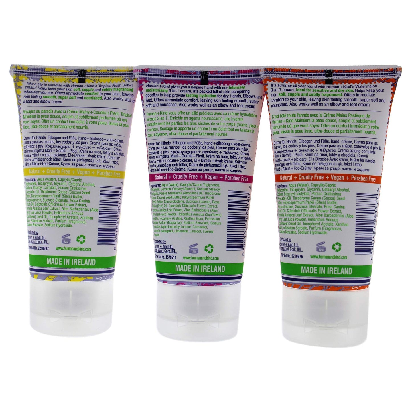 Human+Kind Moisturizing Hand Cream Trio - Three Scented Hydrating Creams with Avocado Oil and Shea Butter - Intense, Fast Absorbing Moisturizer for Smooth Skin - For Dry, Cracked Skin Relief - 3 pc