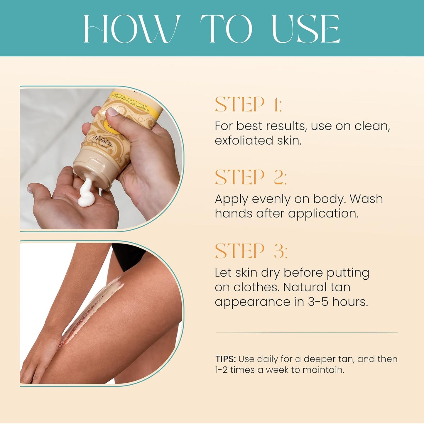 Quick Tan Self Tanner Body Lotion - Natural-Looking Sunless Tanning for Women | Dark, 8 fl oz