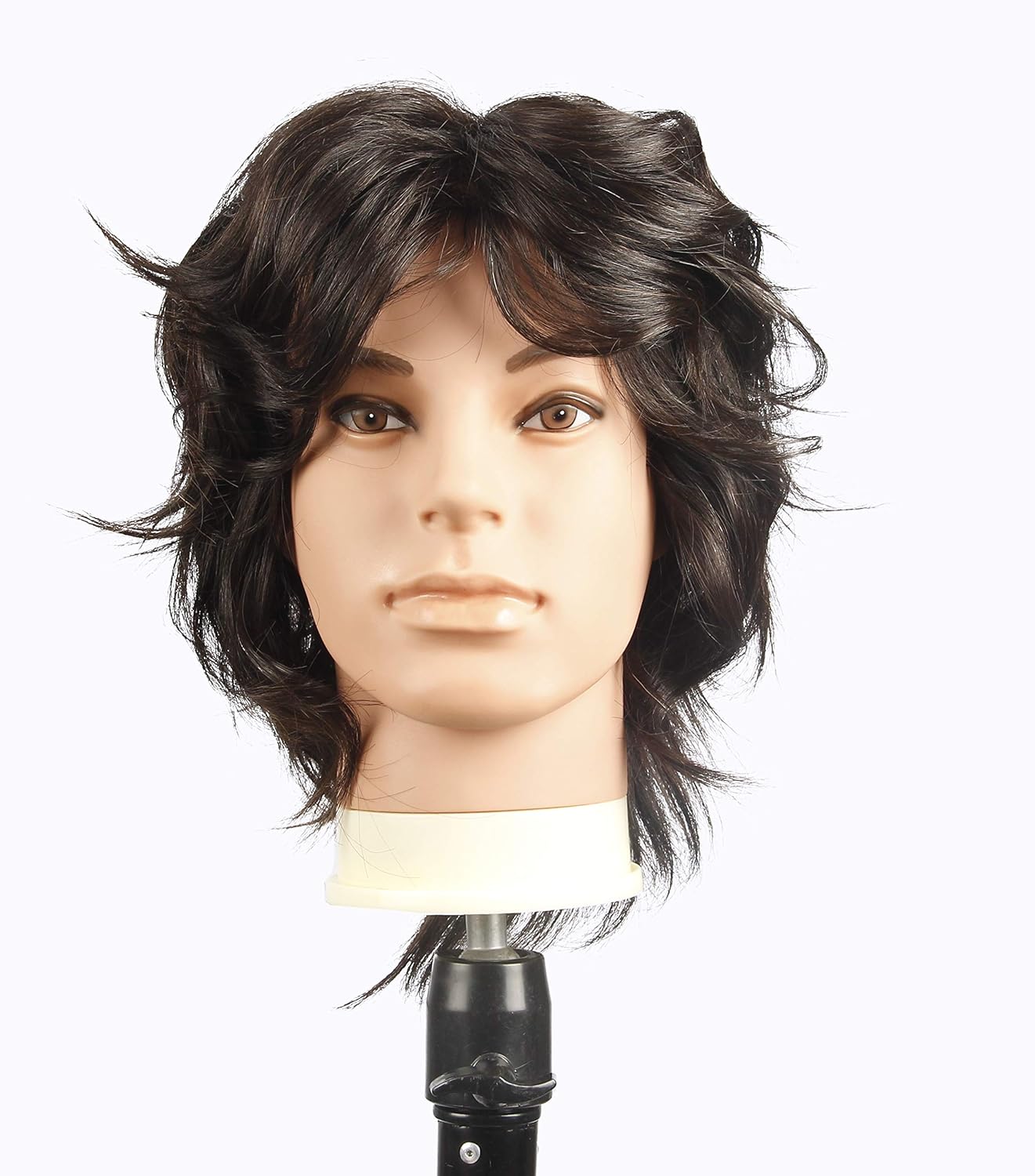 Male Mannequin Head - 100% Human Hair Cosmetology Manikin for Cutting & Styling | Includes Clamp Stand