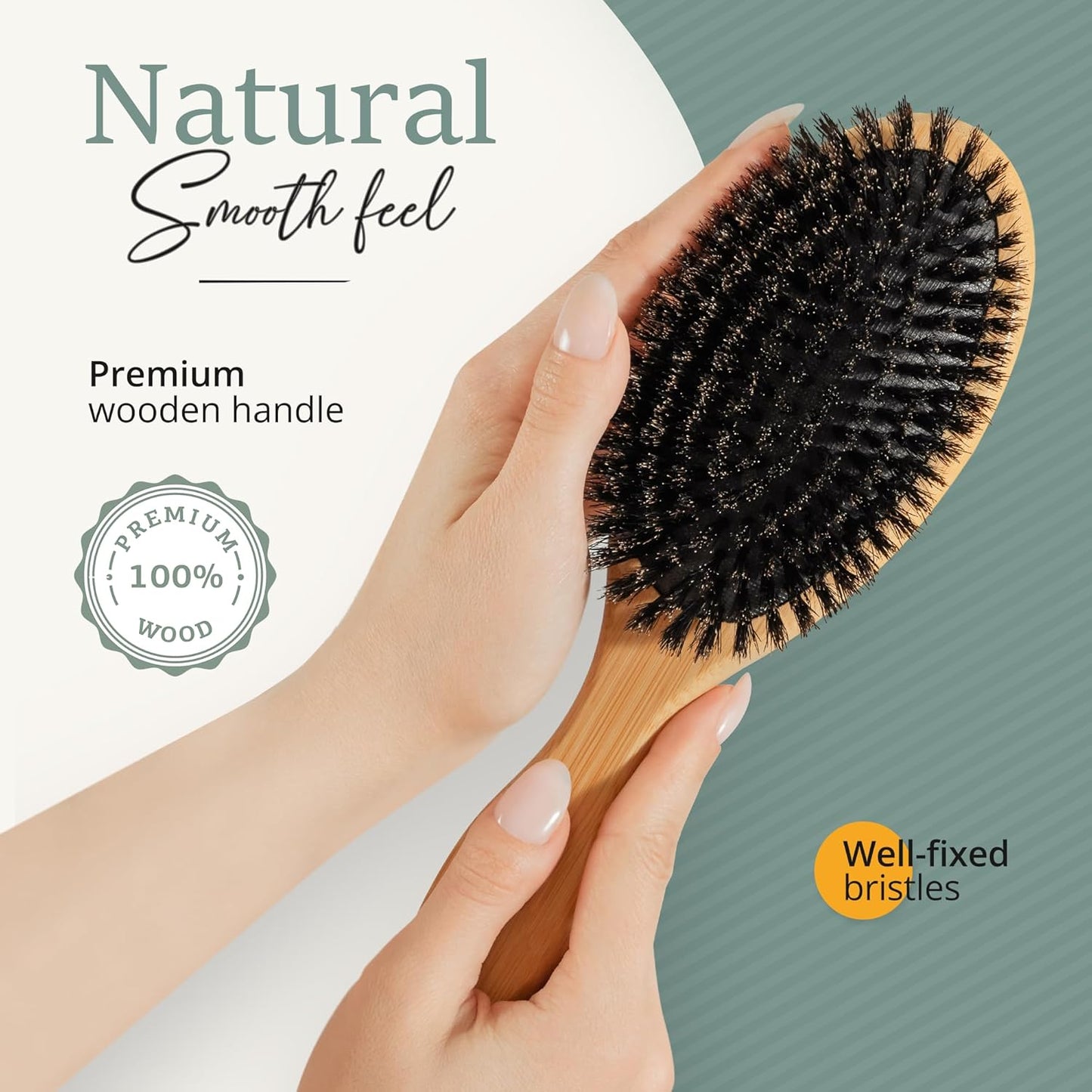 Belula 100% Boar Bristle Hair Brush Set - Soft Natural Bristles for Thin & Fine Hair | Includes Wooden Comb, Travel Bag & Spa Headband