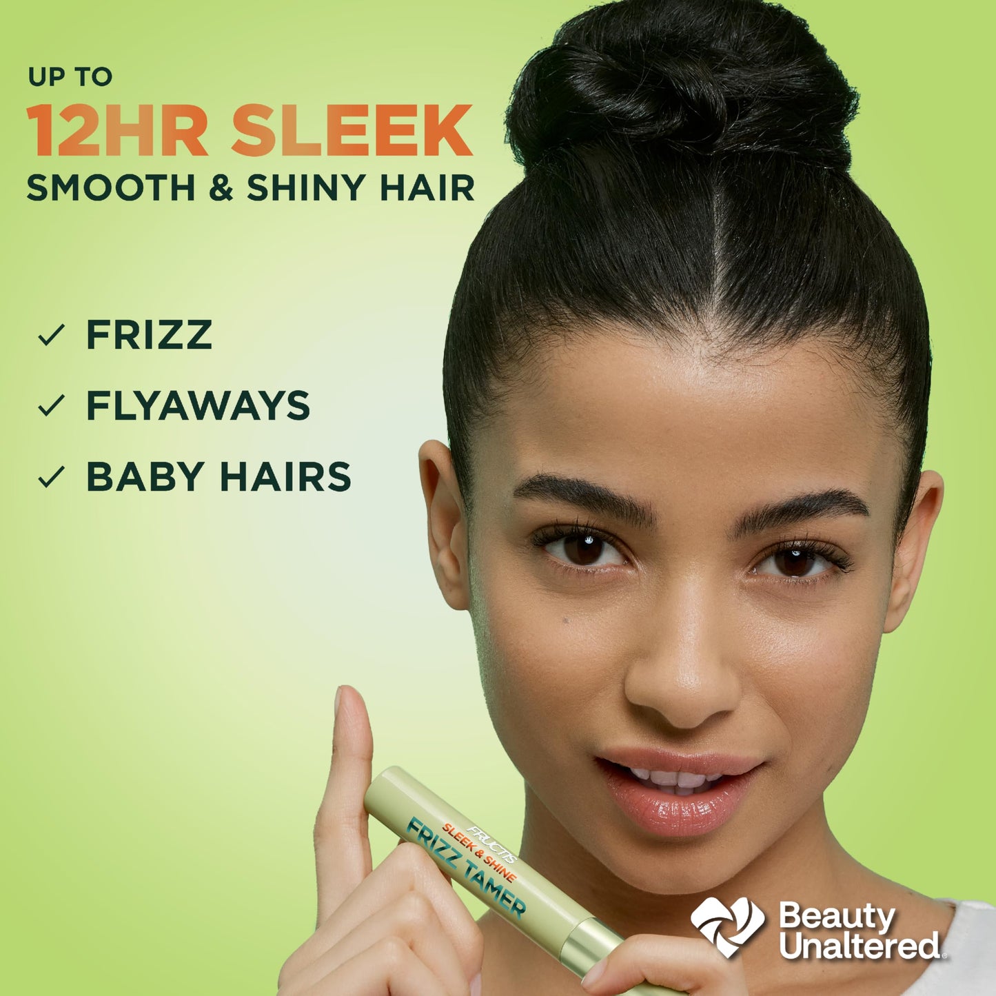 Garnier Fructis Sleek & Shine Shampoo (22 Fl Oz), Conditioner (21 Fl Oz) + Frizz Tamer (0.28 Fl Oz) Set for Frizzy, Dry Hair, Plant Keratin (3 Items), 1 Kit (Packaging May Vary)
