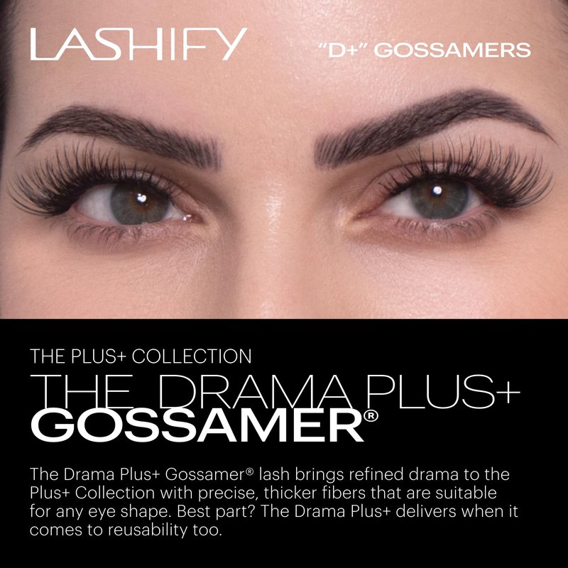 Lashify Drama Plus+ 12mm Gossamer Eyelash Extensions Refill in Black, Easy DIY False Lashes for the Most Delicate, Natural and Long Lasting Look