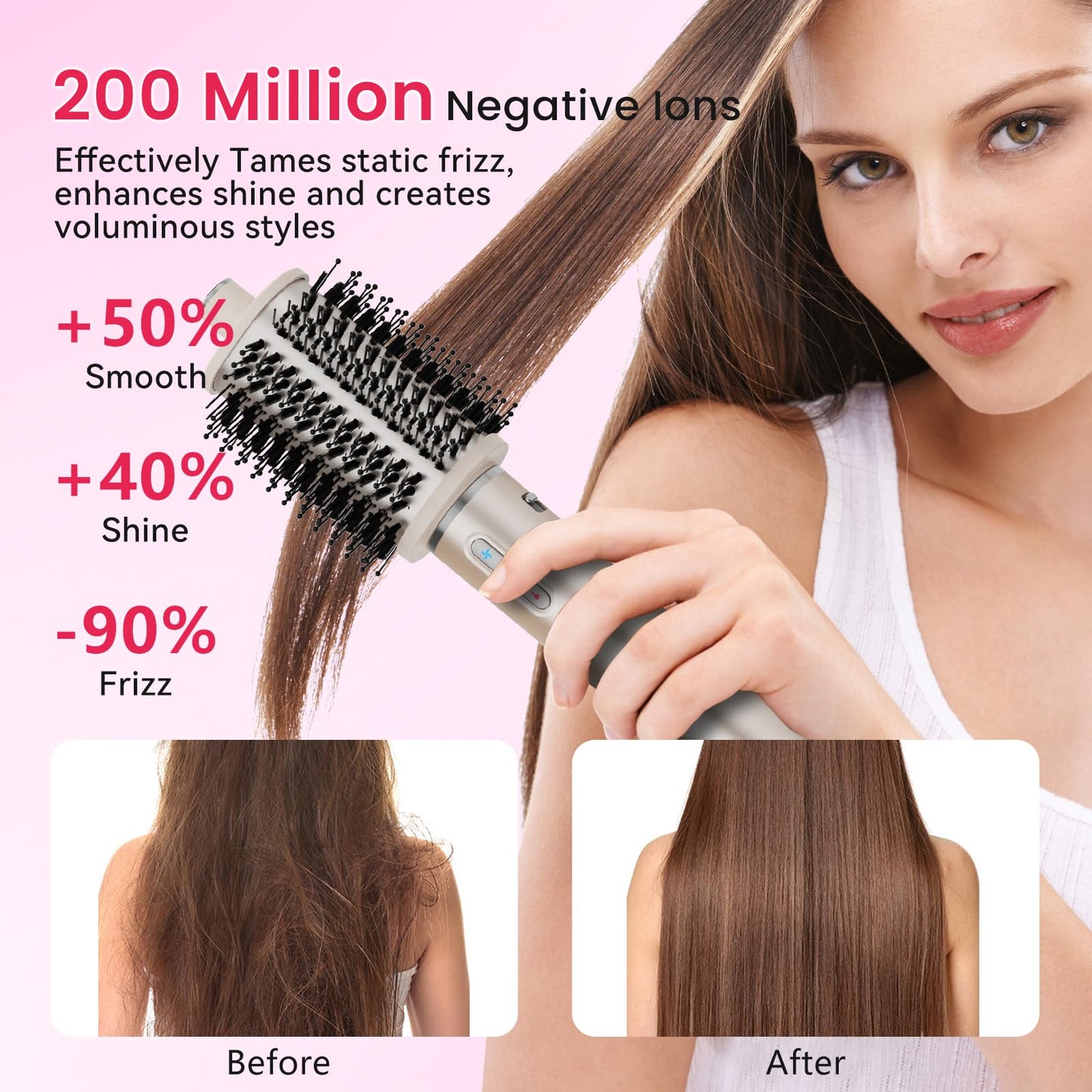 Heyfeel 5 in 1 Hot Air Styler - Professional Hair Dryer Brush with No Heat Damage, High-Speed Negative Ionic Hair Dryer, Frizz-Free Blow Dryer Brush for Drying Curling Volumizing Straightening