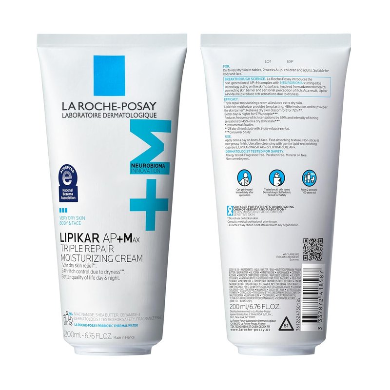 La Roche-Posay Lipikar AP+MAX Moisturizing Body Cream - Repairing Lotion for Dry Skin with Shea Butter & Niacinamide | Gentle Formula for Sensitive Skin