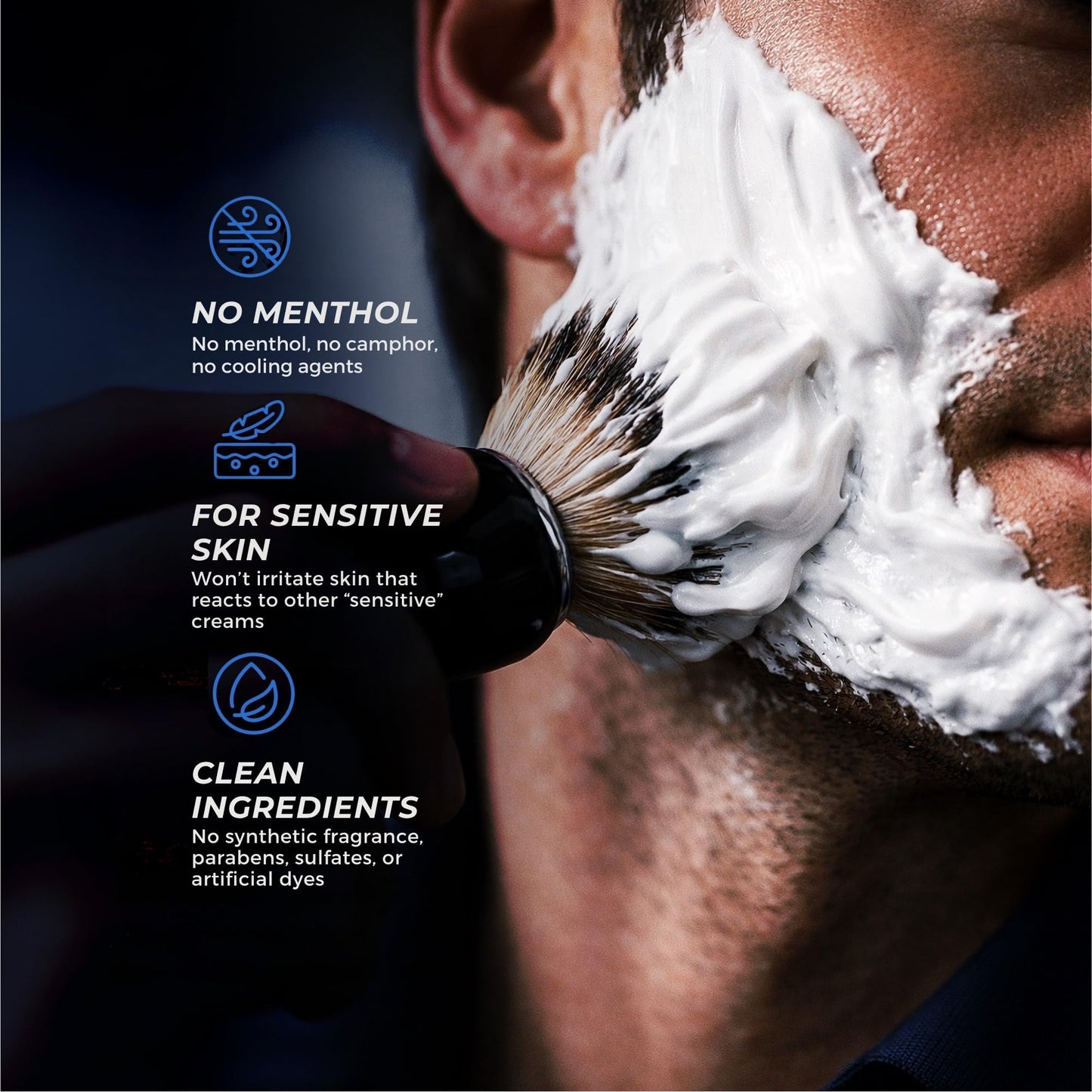 Shaving Cream for Men with Sensitive Skin, Camphor & Menthol Free, 6 oz