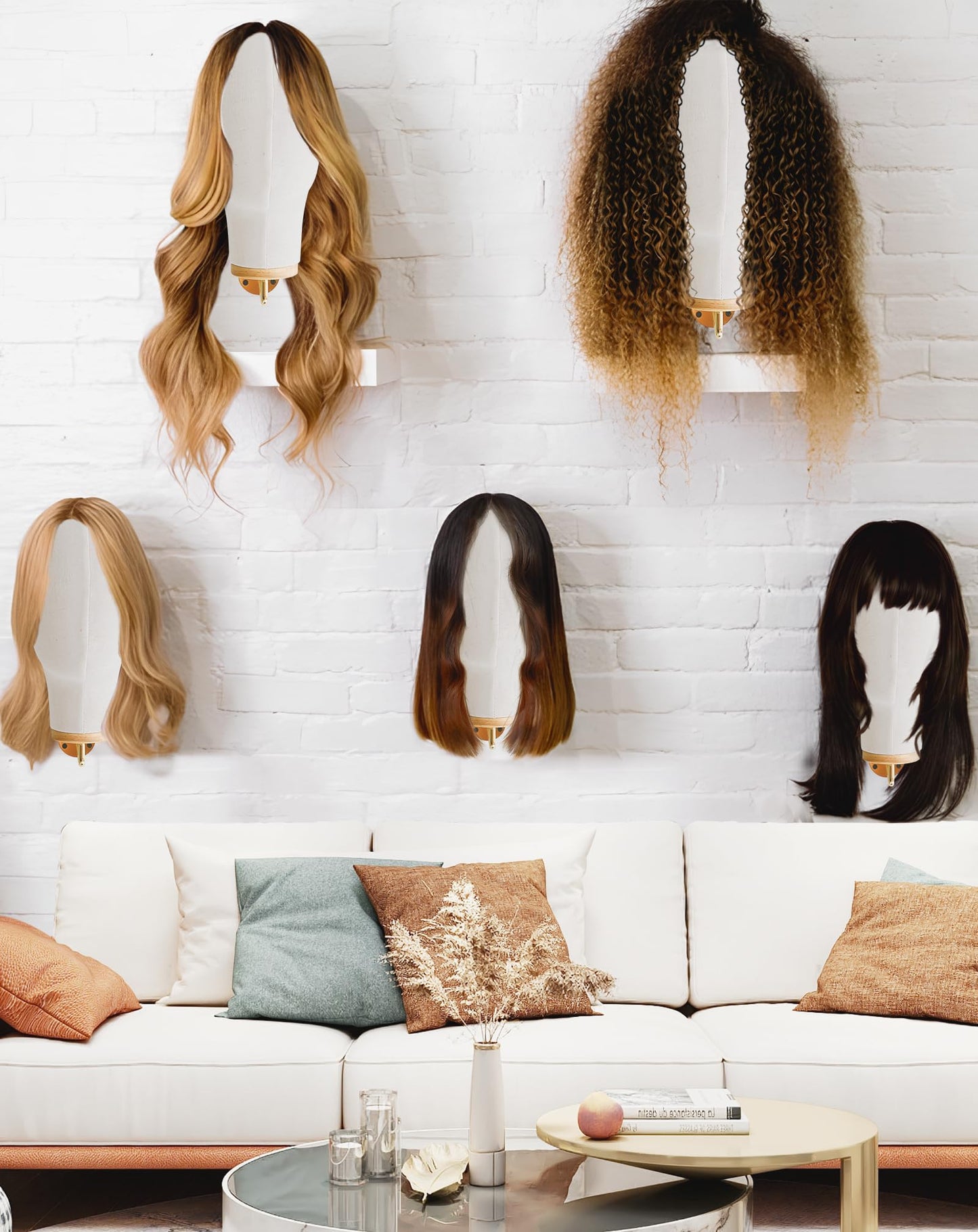 CHADWICK Mannequin Head Wall Mount, Hanging Wig Stand for Wigs, Hats, Lash Mannequin Head, Hat Display Stand, Wig Holder for Multiple Wigs, Wig Storage Hanger, Cowboy Hat Rack (Unpinnable)