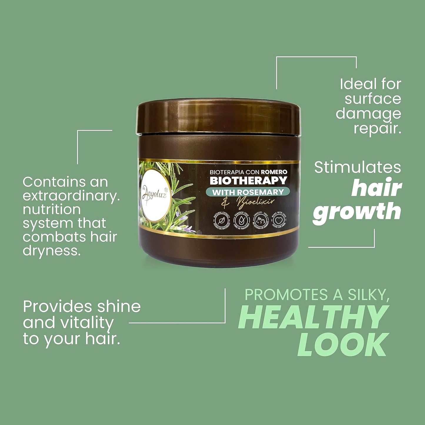 Rosemary Shampoo & Biotherapy Hair Mask - Hydrating & Strengthening Treatment for All Hair Types