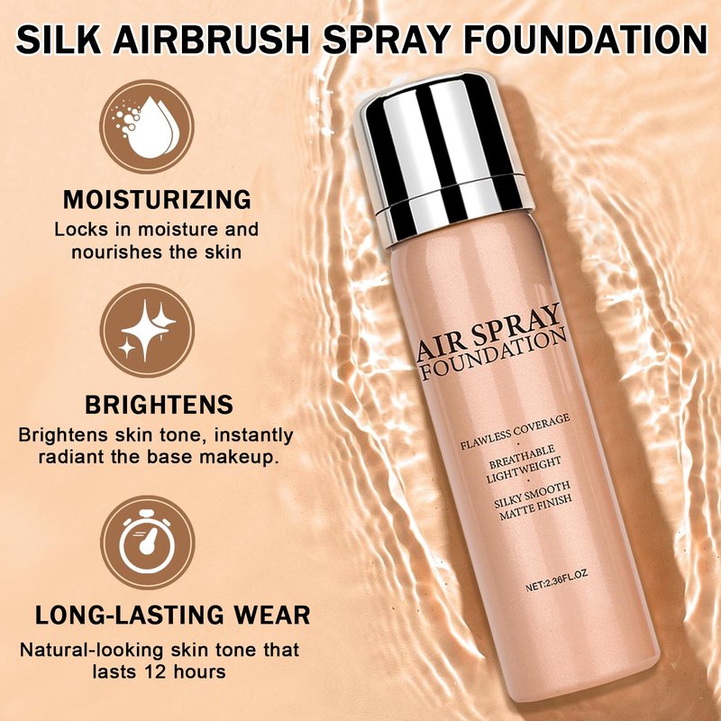 DAMUSI AirBrush Foundation Spray, Silky Flawless Coverage Magic Minerals Airbrush Foundation Mist Makeup for Smooth Radiant Skin, Breathable, Blendable Setting SprayFoundation-Natural/Warm Porcelain