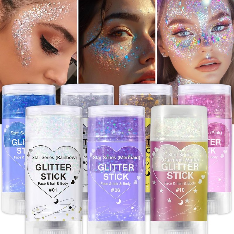 Biodegradable Holographic Body Glitter Gel, Cosmetic-Grade, Long-Lasting Glitter for Face,Body and Hair, Perfect for Festivals and Parties