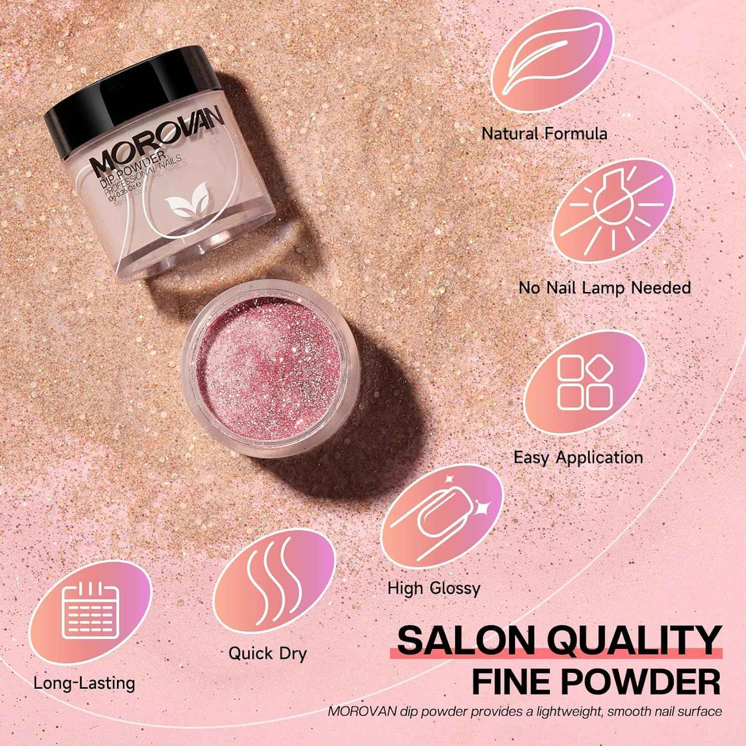 27PCS Morovan Dip Powder Nail Kit - 20 Color Starter Set with Liquid for DIY Nail Art