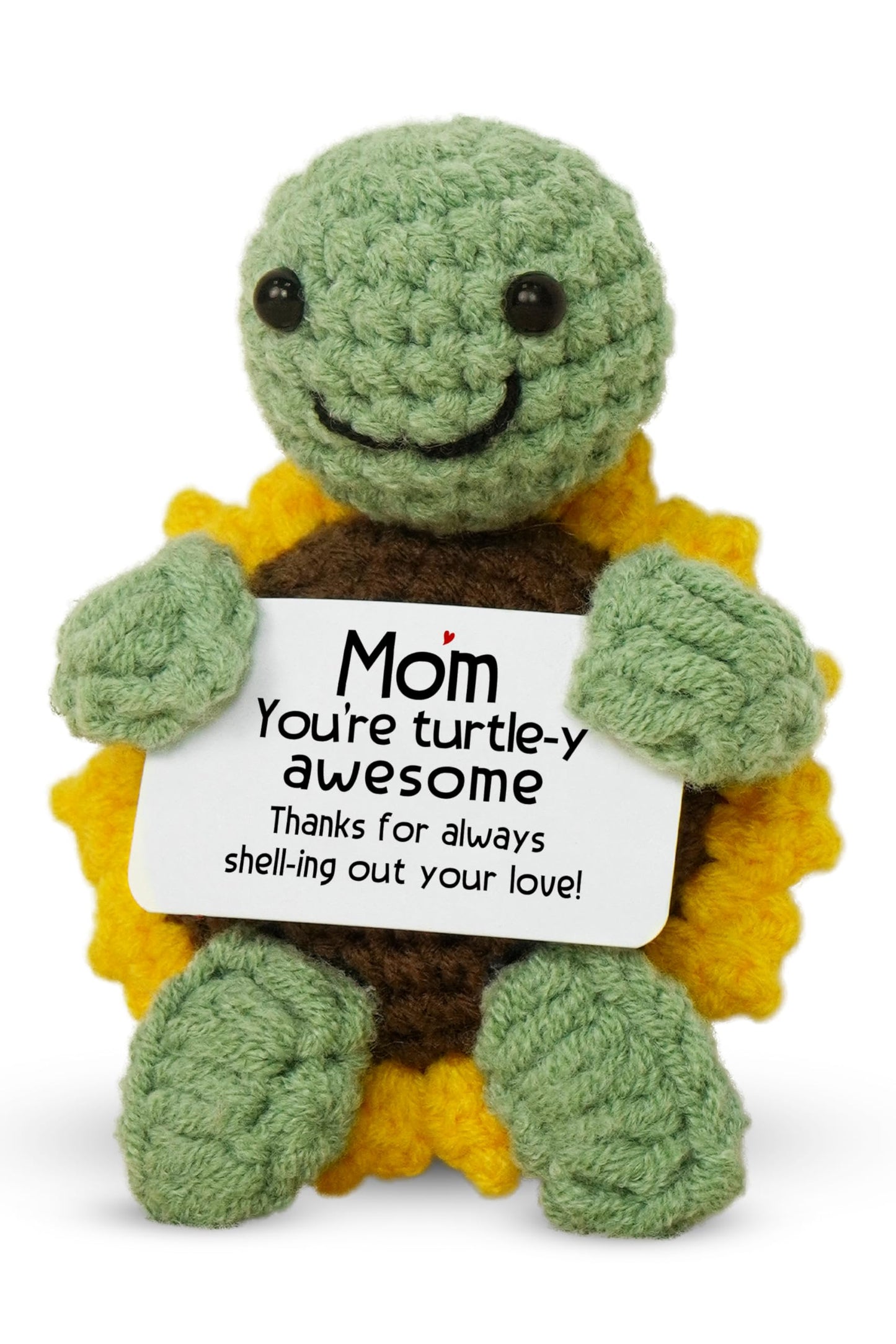 OASSIE Gifts for Mom from Daughter Son - Handmade Positive Crochet Turtle Sunflower - Mothers Day Birthday Gifts for Mom Mother in Law Mama Grandma, Emotional Support Crochet