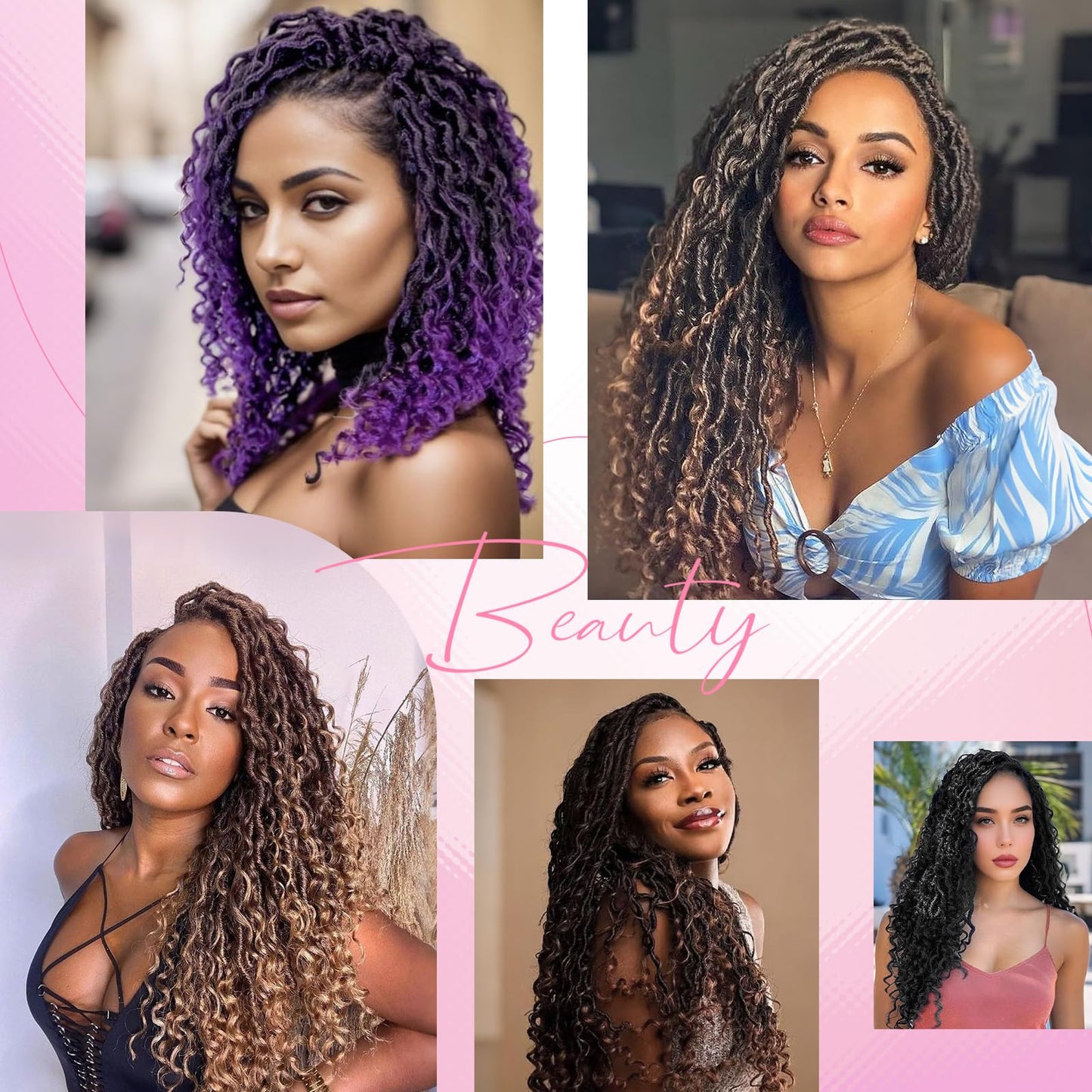Aipin New Goddess Locs Crochet Hair 22 Inch Boho River Locs Hippie Locs Wavy Crochet With Curly Hair In Middle And Ends Braids Hair Extensions (8Packs,22 inch, T1B/27/613)