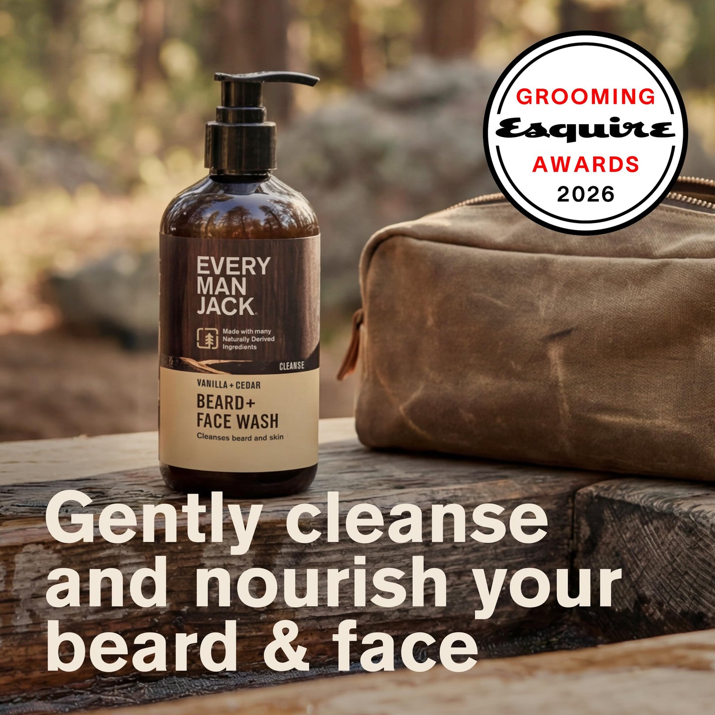 Every Man Jack Beard + Face Wash - Vanilla + Cedar Scent - Gently cleanse skin and soften beard - Made with Glycerin and Aloe - 6.7 fl. oz (2 Pack)