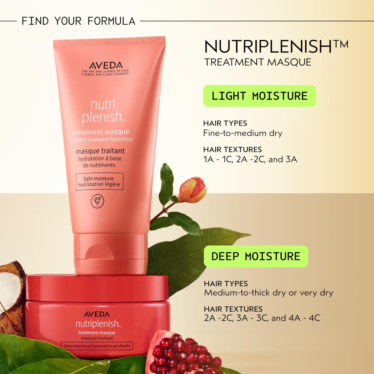 Aveda Nutriplenish Treatment Masque Deep Moisture | Intense Deep Conditioning Masque for Dry, Brittle Hair | Organic Pomegranate Oil, Coconut Oil, Mango Butter | 96% Naturally Derived*, 0.85 Fl Oz