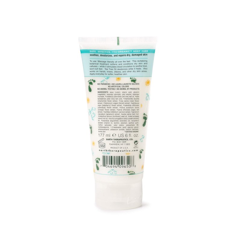Earth Therapeutics Tea Tree Oil Foot Balm – Australian Tea Tree Oil w/Aloe Vera & Chamomile – Hydrates, Softens & Conditions Dry Cracked Feet, Heel and Calluses – Soothe Irritated Skin – 6 Oz