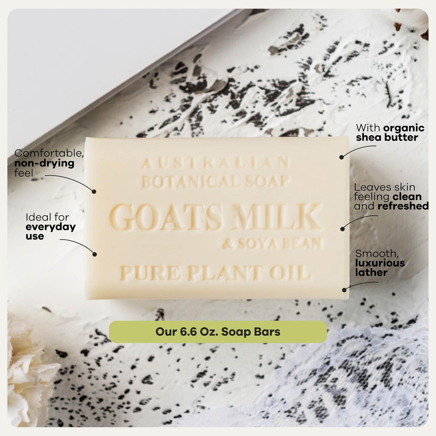 Australian Botanical Goats Milk Soap, Manuka Honey, Lemongrass and Sea Salt 6.6 OZ, Luxury Soap Bars Enriched with Shea Butter, Suitable for all Skin Types, Pack of 4