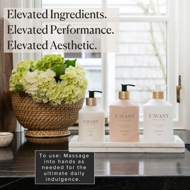 L'AVANT Collective Hand Lotion - Moisturizing Plant-Based Cream in Refillable Glass Bottle | 10 Fl Oz, Blushed Bergamot