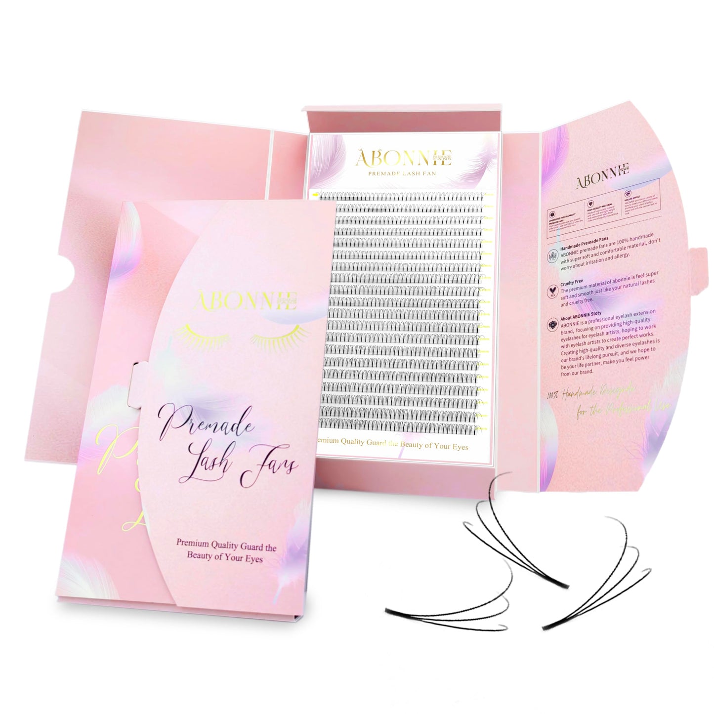 ABONNIE 800 Premade Fans Eyelash Extensions 3D 10mm Mix Premade Lash Fans 0.07 Thickness D Curl Lash Extensions Handmade Volume Lash Extensions (Short Stem 3D 0.07-D 10mm)