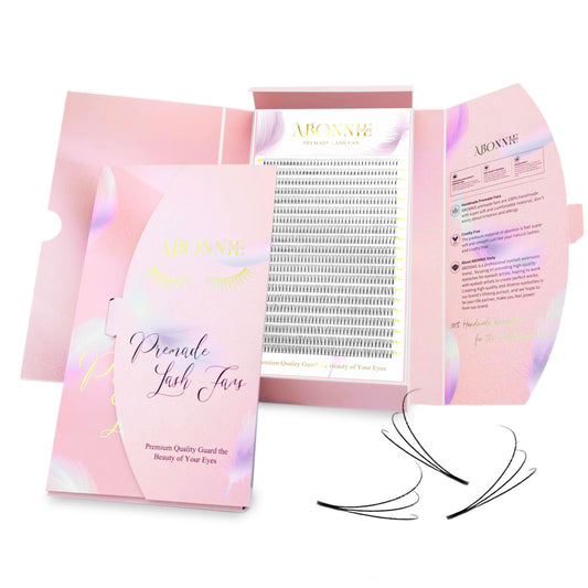 ABONNIE 800 Premade Fans Eyelash Extensions 3D 10mm Mix Premade Lash Fans 0.07 Thickness D Curl Lash Extensions Handmade Volume Lash Extensions (Short Stem 3D 0.07-D 10mm)