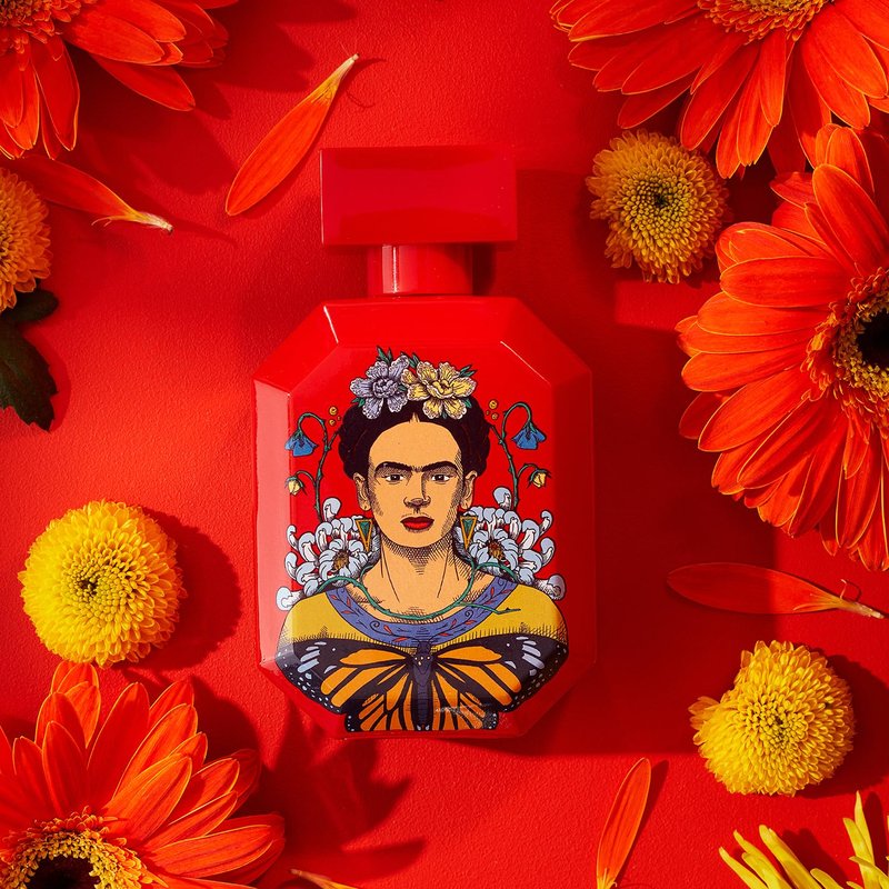 Frida Kahlo Red Eau de Toilette Spray for Women - Warm Floral Scent with Rose & Jasmine | 1.7 oz Lacquered Bottle