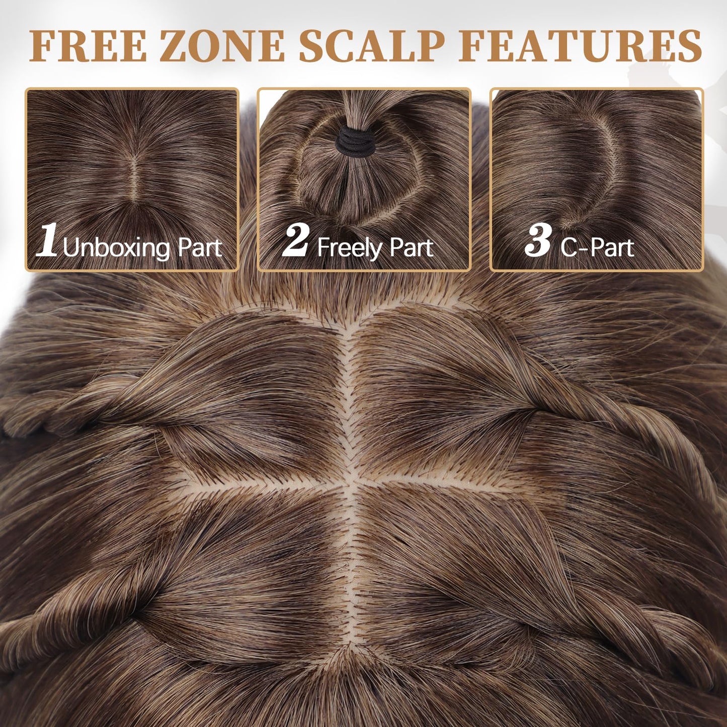 XIXIBI Blonde Wig with Bangs, Long Ombre Blonde Layered Wigs for Women, 4x4 Realistic Scalp with Free Parting, Realistic Heat Resistant Synthetic Wigs for Daily Party Cosplay Use 26Inch