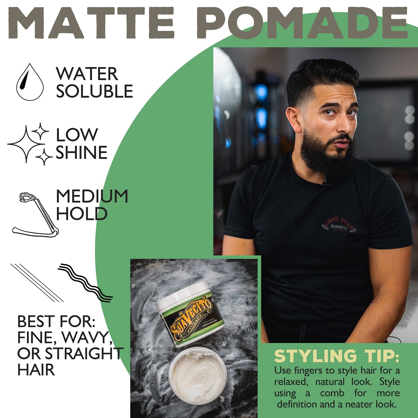 Suavecito Pomade Matte (Shine-Free) Formula 5 oz, 1 Pack - Medium Hold Hair Pomade For Men - Low Shine Matte Hair Paste For Natural Texture Hairstyles