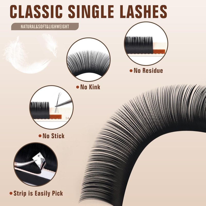 Classic Volume Lash Extensions - 0.03 CC Curl Mixed 8-15mm Trays | Super Matte Black Individual Lashes for Salons