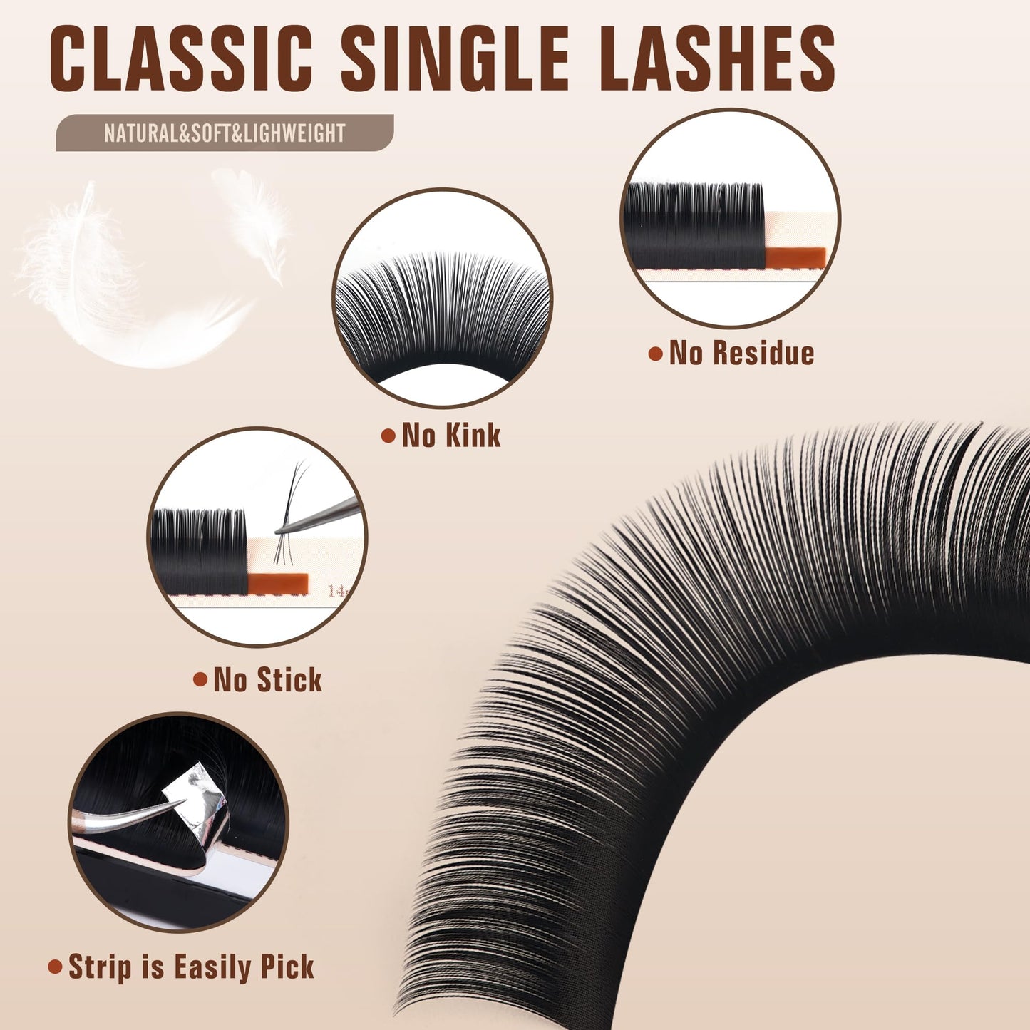Classic Volume Lash Extension, 0.15 C Curl 14-20mm Mixed Eyelash Extension Lash Trays, Super Matt Black Individual Lash Extensions for Professional Salon Use