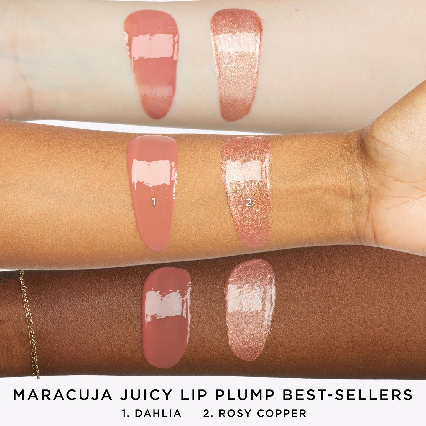 tarte maracuja juicy lip plump bestsellers duo – Hydrating Volumizing Shimmer Lip Plumper Balm, Plumps & Moisturizes, Vegan & Cruelty-Free, full size, dahlia & rosy copper shimmer glass