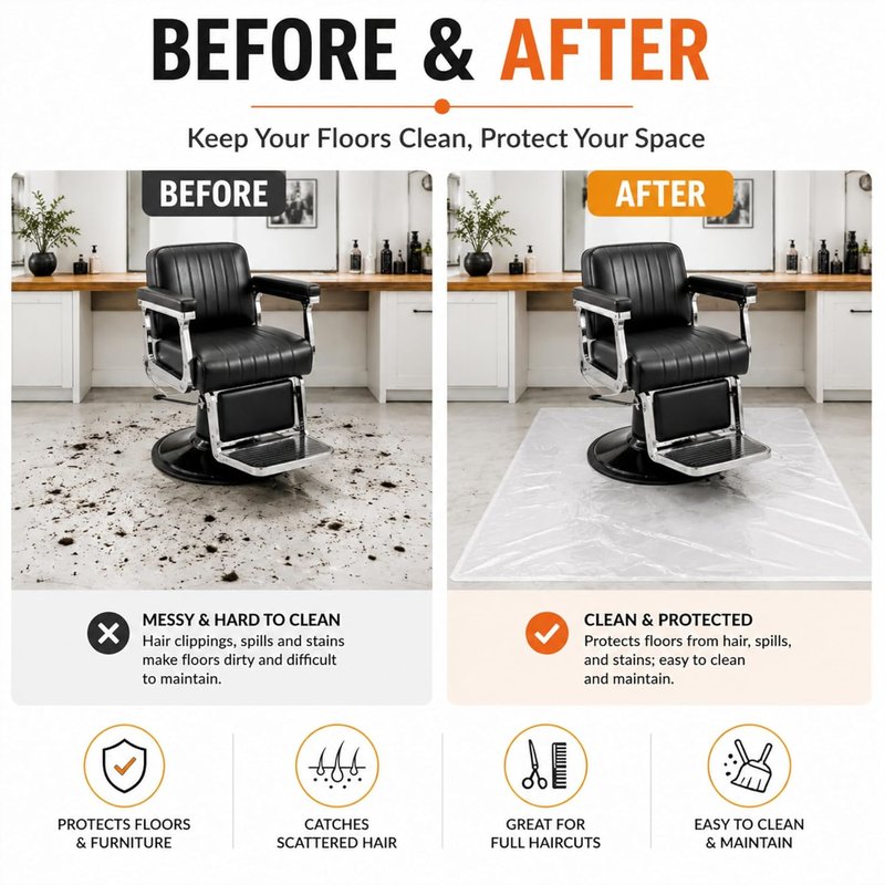 Breling Extra Large Disposable Haircutting Mat - 50 Pcs, 48 x 37.4 Inch for Barbershops & Pet Grooming