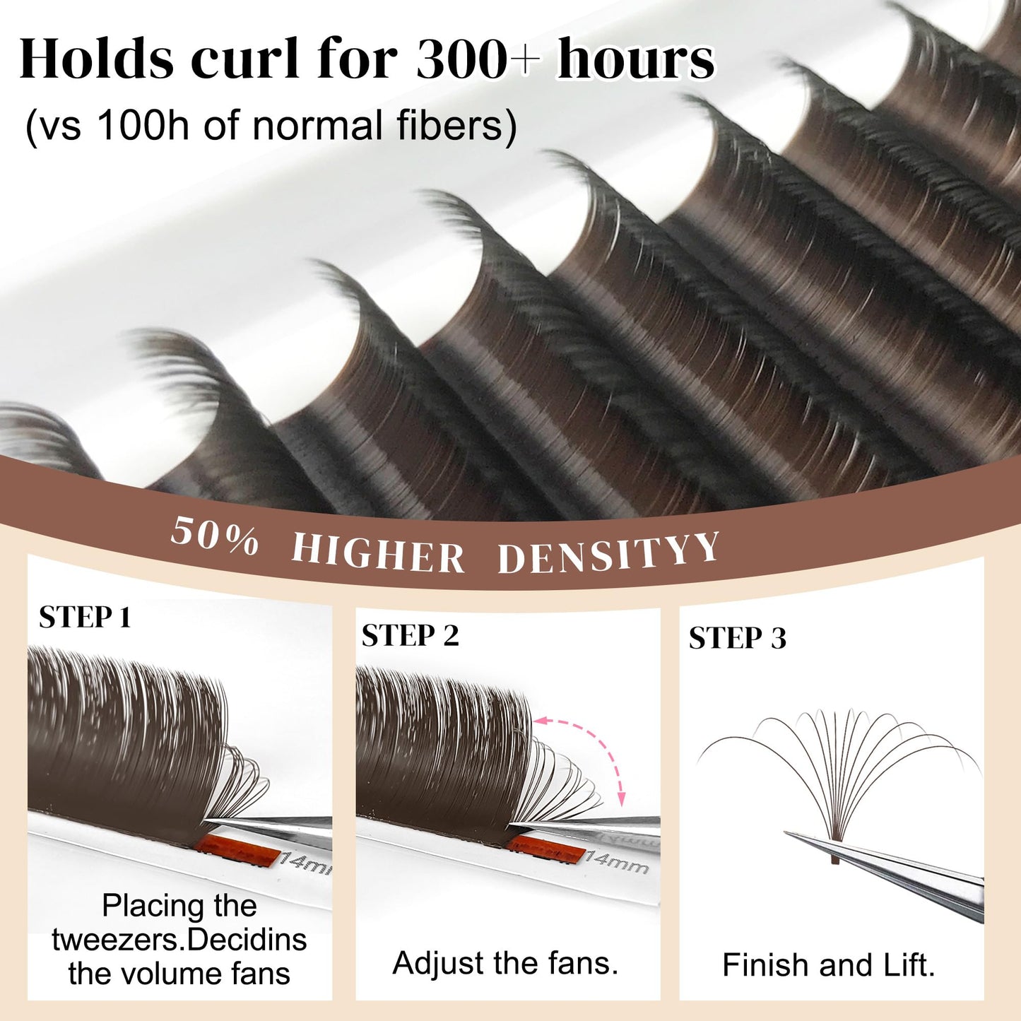 CoMango Dark Brown Easy fan Eyelash Extension Colored Lash Extensions C Curl Easy fan Lashes 8-14mm Mixed Lash Tray Volume Lash Extensions Self Fanning Colored Eyelash Extensions(Brown,0.07-C-8-14MM)