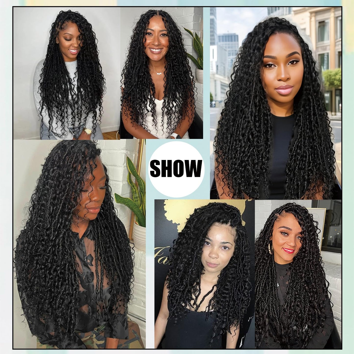 Silver White Goddess Locs Crochet Hair 7-Pack Pre Looped Braiding Hair 84 Strands Grey Bohemian Faux Loc Boho Braids River Loc Dreadlocs Hair for Black Women (Silver white, 24 Inch(Pack of 7))
